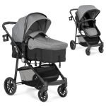 BABY JOY Baby Stroller, 2 in 1 Convertible Carriage Bassinet to Stroller, Pushchair with Foot Cover, Cup Holder, Large Storage Space, Wheels Suspension, 5-Point Harness