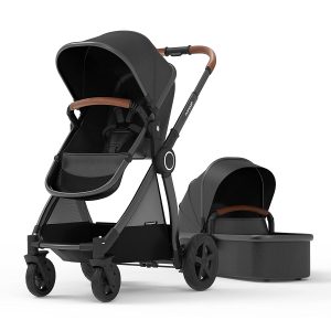Mompush Ultimate2, Full-Size Standard Stroller, Independent Bassinet, Reversible Seat, Compact Self Standing Fold, Large UPF50+ Canopy, All Wheel Suspension