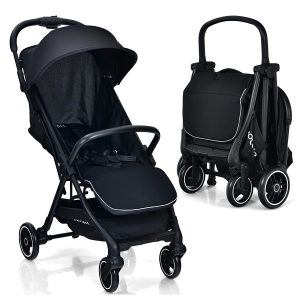 BABY JOY Lightweight Baby Stroller, Compact Travel Stroller for Airplane, Toddler Pushchair Infant Stroller w/Adjustable Backrest & Canopy, Storage Basket, Easy One-Hand Fold, Aluminium Frame (Gray)