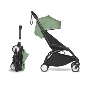 BABYZEN YOYO2 6+ Stroller - Black Frame with Peppermint Seat Cushion & Canopy