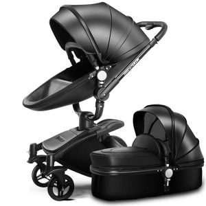 SpringBuds Baby Stroller Bassinet Carriage Combo 360 Rotation 2-in-1 Shock-Resistant High Landscape Luxury Pram Infant Stroller for Newborn and Toddler (white1)