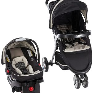 Graco FastAction Fold Sport Travel System | Includes the FastAction Fold Sport 3-Wheel Stroller and SnugRide 35 Infant Car Seat, Pierce