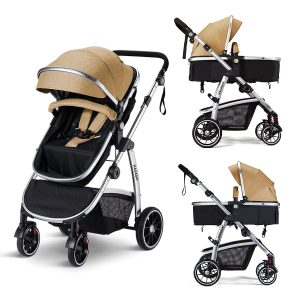 HAGADAY Baby Stroller, Infant Stroller with Reversible Seat, Newborn Stroller with Canopy，Baby Bassinet Stroller(Grey)