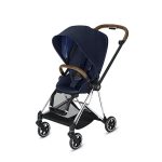 Cybex Mios 2 Complete Stroller, One-Hand Compact Fold, Reversible Seat, Smooth Ride All-Wheel Suspension, Extra Storage, Adjustable Leg Rest, Indigo Blue Seat with Chrome/Brown Frame