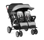 Foundations Quad Sport 4-Passenger Folding Stroller with Canopy, 5-Point Harness, Foot-Brake, Red