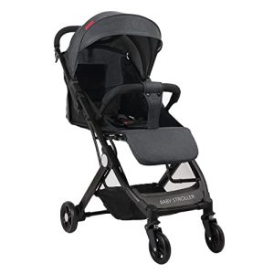 Foldable Compact Travel Strollers - Convenient Strollers with Baby Sleeping Chairs, One Hand Fold, Extra Storage (Black)