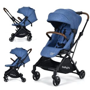 BABY JOY Baby Stroller, Foldable High Landscape Infant Carriage Newborn Pushchair with Reversible Seat, Adjustable Backrest & Canopy, 5-Point Safety Harness, Suspension Wheels & Storage Basket