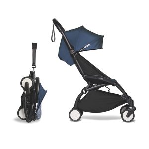 BABYZEN YOYO2 6+ Stroller - Black Frame with Air France Blue Seat Cushion & Canopy